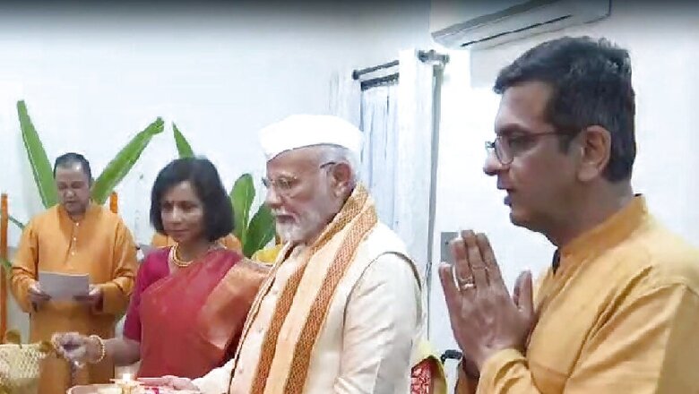 Prime Minister Modi Attends Ganpati Puja At CJI Chandrachud’s Residence