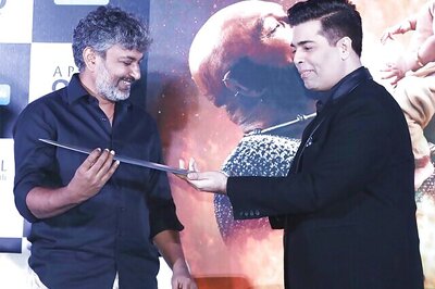 SS Rajamouli Presents Katappa's Sword to Karan Johar