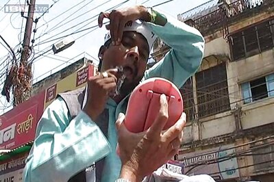 Snapshot: Denied AAP ticket, angry leader shaves off half of his moustache, beard; tours Allahabad on a mule