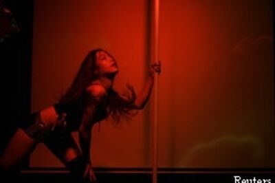 Chinese pole dance their way to fitness