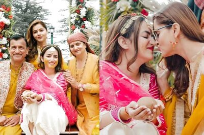 Rubina Dilaik Looks Stunning In Chanderi Silk Suit At Sister's Haldi Ceremony