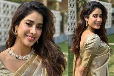 Janhvi Kapoor Chose Gold Silk Saree For Her Visit To Tirupati Balaji Temple With BF Shikhar Pahariya