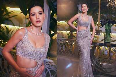 Shanaya Kapoor Shines Like A Diamond in Falguni Shane's Silver Sheer Saree
