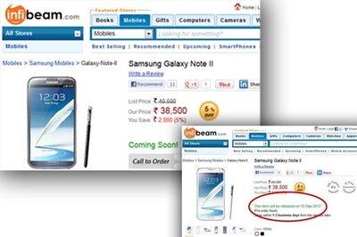 Galaxy Note II up for pre-order for Rs 38,500