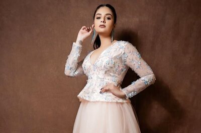 Sreemukhi's Bodice And Tulle Skirt Look Is A Perfect Blend of Elegance And Grace