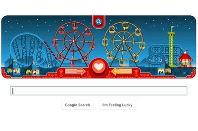 Google celebrates George Ferris' 154th birthday, Valentine's Day with a two-in-one doodle
