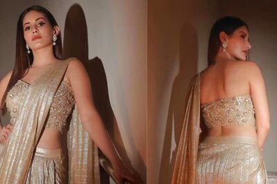 Amyra Dastur's Shimmering Golden Saree Is Perfect Wedding Wear
