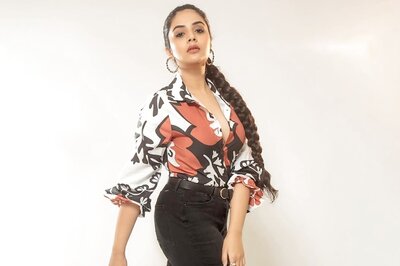 Actress-Host Sreemukhi Exudes Boss Lady Vibes in Printed Blouse, Black Denims