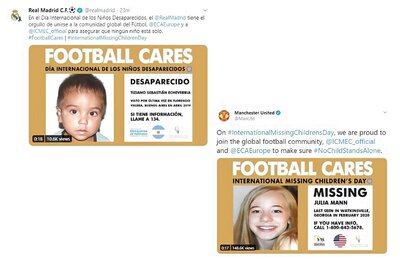 Liverpool, Manchester United, Barcelona and Real Madrid Among 86 Top European Clubs Using Social Media to Find Missing Children