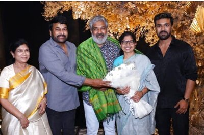 At Son Ram Charan’s Birthday Bash, Chiranjeevi Honours SS Rajamouli, MM Keeravani For RRR's Oscar Win