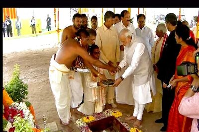 PM Narendra Modi lays foundation stone for Andhra's new capital Amaravati