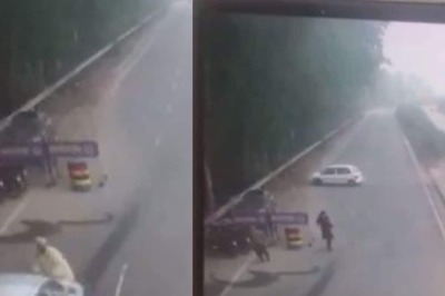 On Cam: Punjab Cop Hit by Speeding Car Near Checkpoint in Jalandhar, Video Captured on CCTV