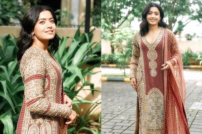 Rashmika Mandanna Celebrates Navratri Day 6 In Embellished Red Anarkali