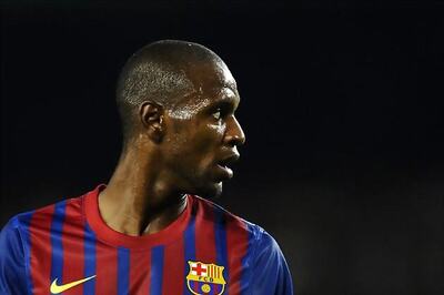 Barcelona defender Eric Abidal returns to training