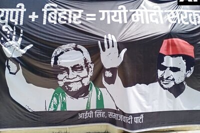 'UP+Bihar = Gayi Modi Sarkar' Poster at SP Office Days After Nitish-Mulayam Meet