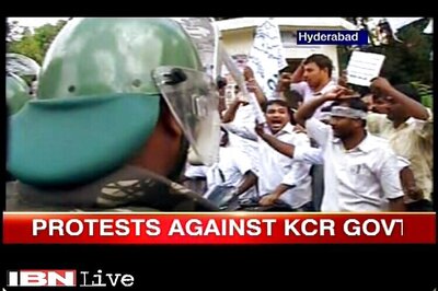 Osmania University students protests KCR's decision to acquire 11 acres of land
