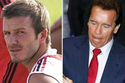 Beckham, Schwarzenegger woo tourists to California