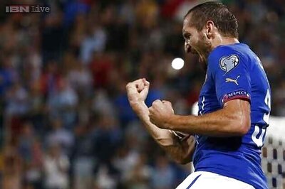 Chiellini scores all three as Italy beat Azeris 2-1 in Euro Qualifiers