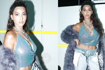 Nora Fatehi Slays Like No Other in a Glitzy Crop Top, Denims and Fur Stole; See Photos